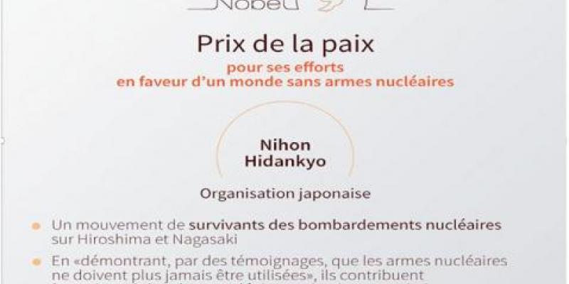 Nobel de la paix 2024: La lutte contre le nucléaire l'emporte